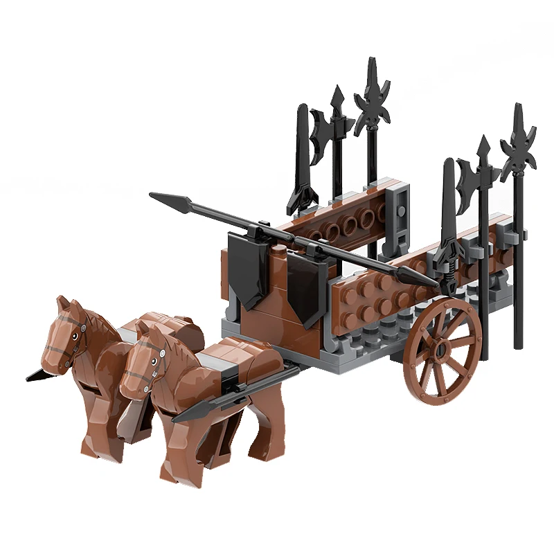 Medieval Carriage Chariot Prison Van Radish Transporter Moc Figure Accessories Small Building Block Assemble Kids Toys Gift