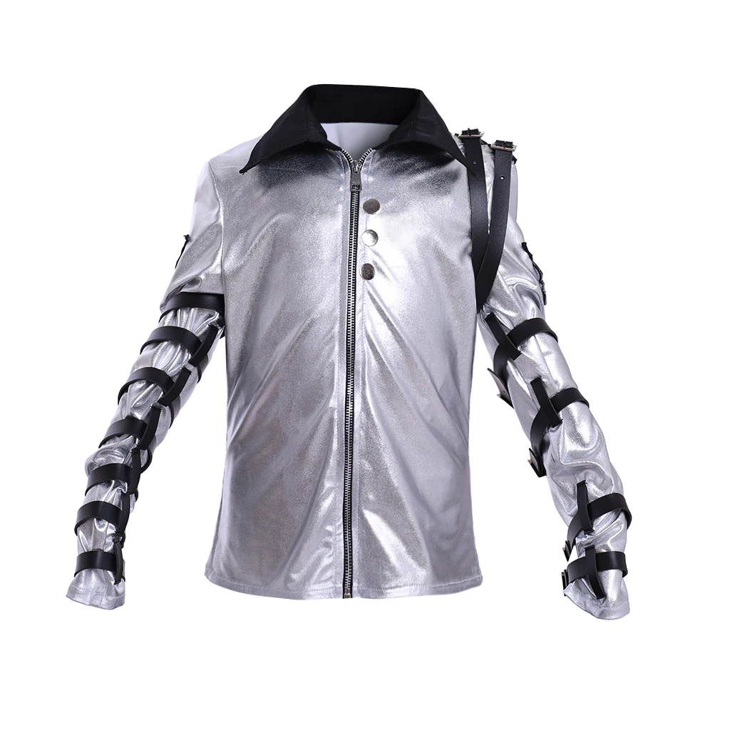 

Michael Jackson Cosplay Costume Coat Kids Child MJ Silver Top Jacket Michael Jackson Perform Outfit L321