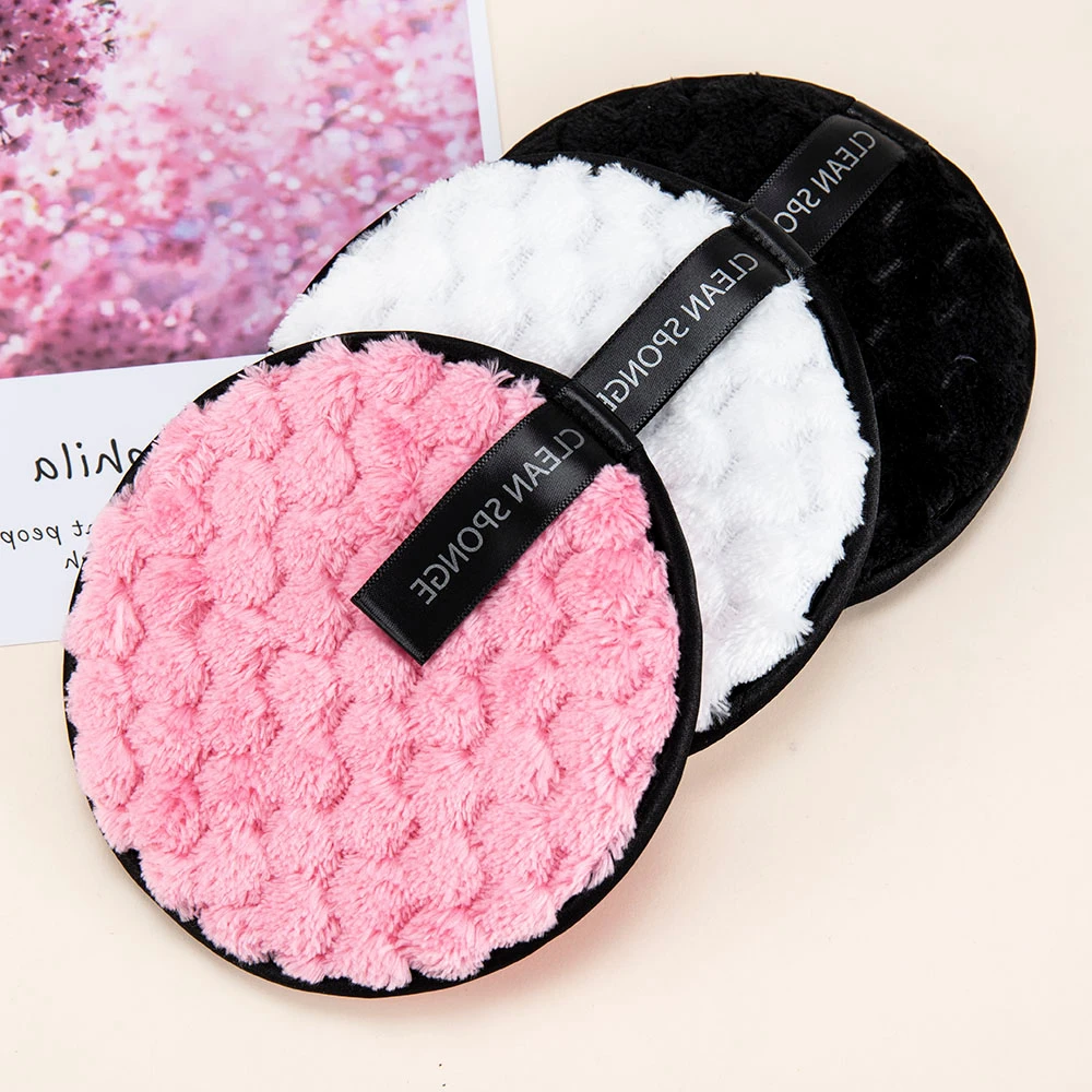 1Pcs Reusable Cotton Pads Microfiber Cloth Makeup Facial Remover Sponge Puff Double Layer Wipe Pads Washable Cleaning Towel Tool