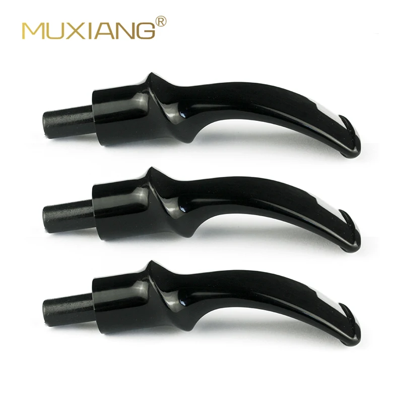 

MUXIANG 3pcs Tobacco Pipe Fittings Black Acrylic Bent Saddle Mouthpiece Stem 3mm Filters Smoking Pipe Mouthpieces be0061*3