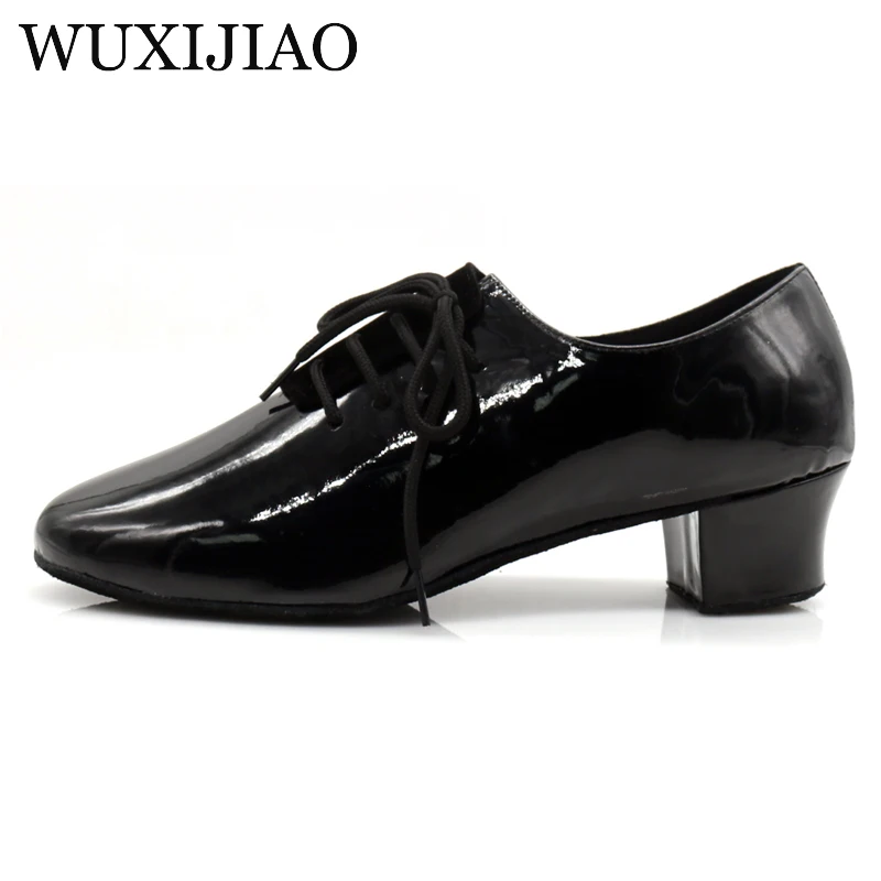 WUXIJIAO Black white red Latin dance shoes modern dance shoes men's indoor soft outsole Ballroom dancing shoes 4cm 2cm low hee