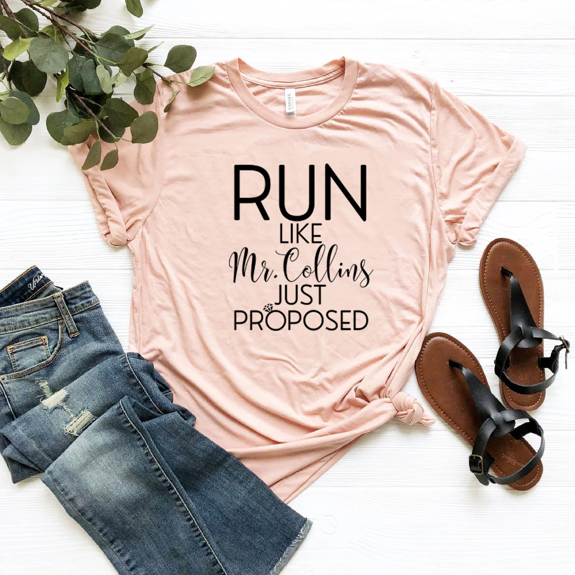 Run Like Mr. Collins Just Proposed Short Sleeve T-shirt Pride and Prejudice Shirt Jane Austen Tshirt Book Lover Gift Unisex Tees