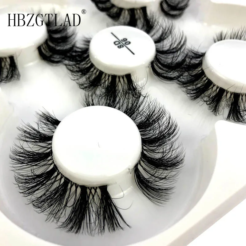 New 5 pairs Mink Eyelashes Clear Band Eye Lashes Crisscross Transparent Band False Eyelashes Handmade Dramatic Lashes Upper Lash