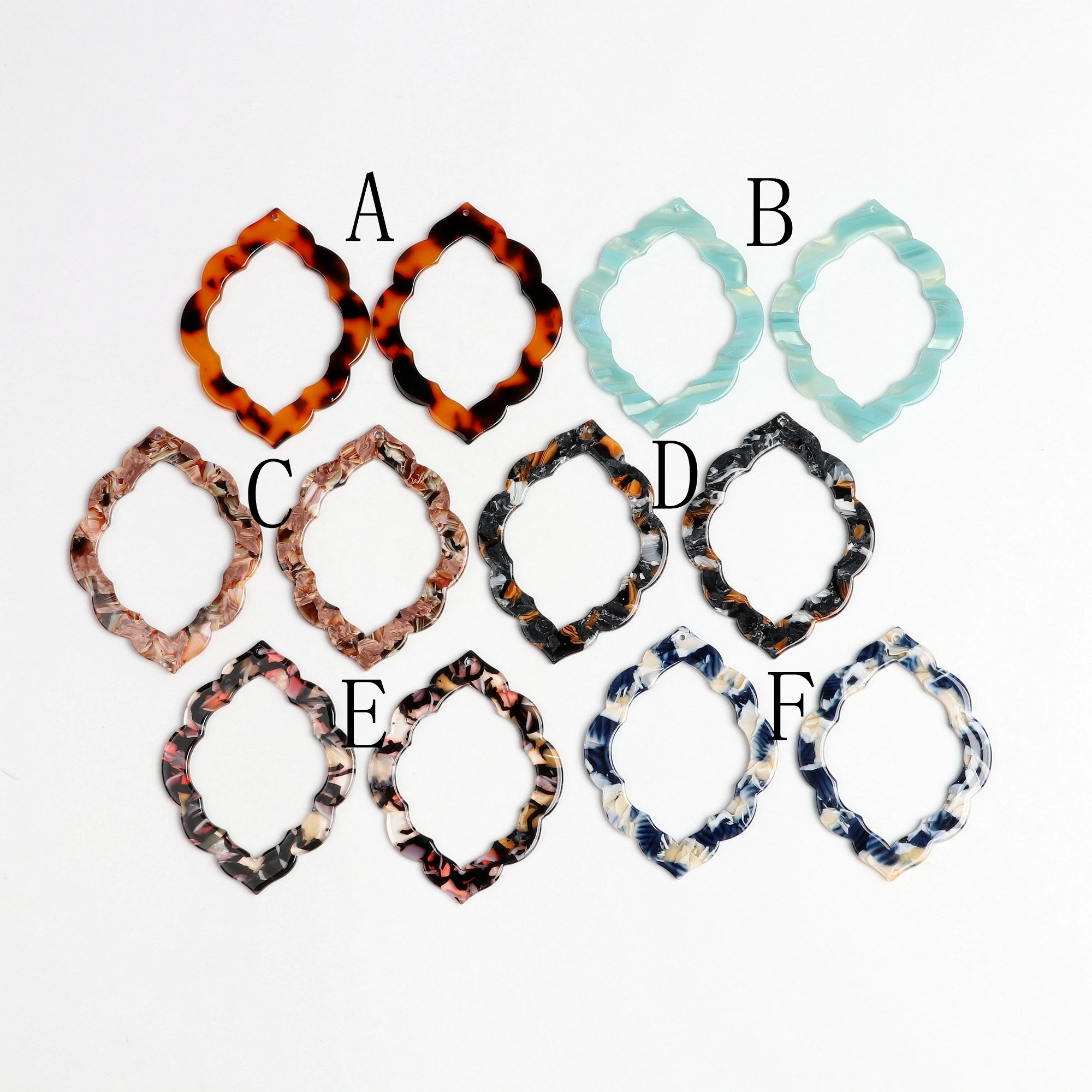 Tortoise Shell Earring Charms,Acetate Acrylic Lage Quatrefoil Shaped Pendant,Earrings Parts,Big Earring Findings,58x45mm,ACE244