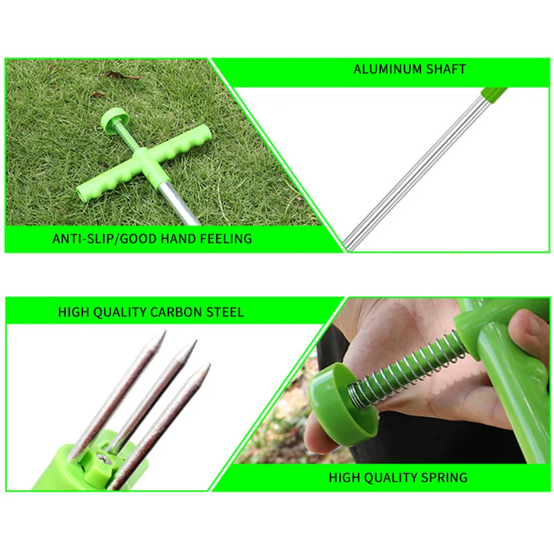 Root Remover Outdoor Weeder Portable Manual Garden Lawn Long Handled Aluminum Stand Up Weed Puller Lightweight