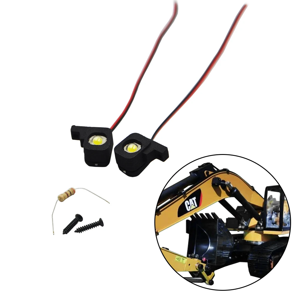 2PCS 4V Light RC Excavator Boom Lighting System For HUINA 1550 RC Crawler Car 15CH 2.4G 1:14 RC Metal Excavator Arm  LED Part