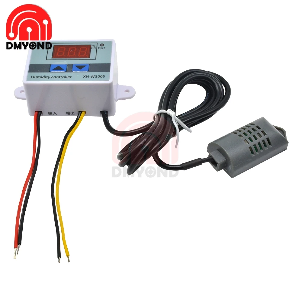 Imagem -06 - Controlador de Umidade Digital Sensor de Umidade Sonda Interruptor Regulador Higrómetro Controlador de Umidade Xh-w3005 12v 24v 220v
