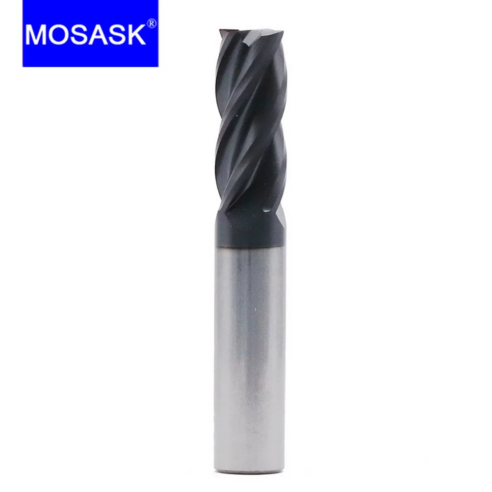 MOSASK 1PCS 4 Flute HRC45 3mm 2mm 4mm Molding Tools Tungsten Carbide Steel Milling Cutter End Mills