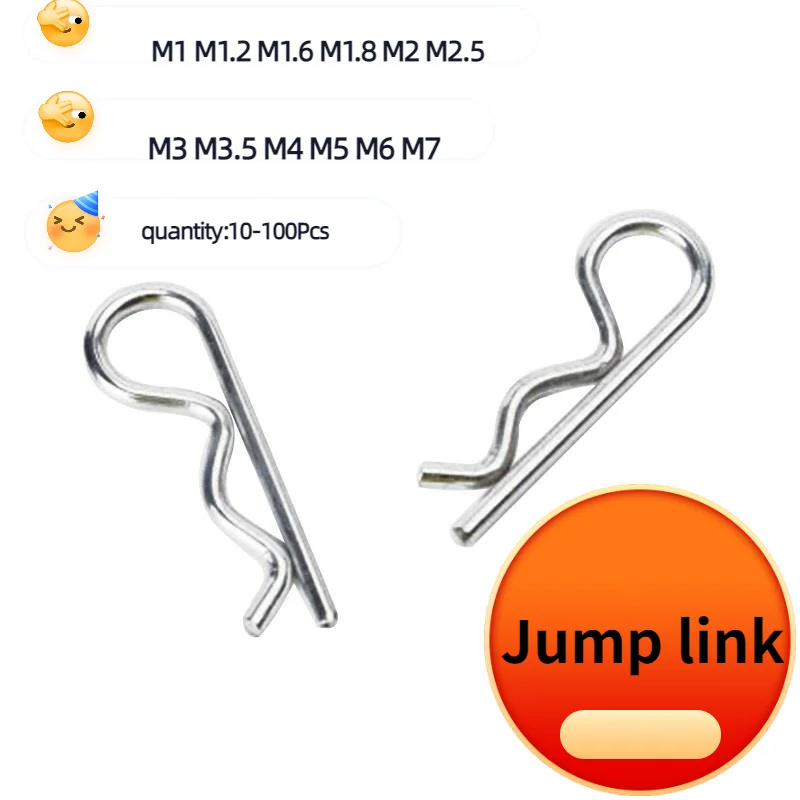 10-100pcs M1 --M4 M5 M6 M7 Spring R Type Cotter Pin Retaining Clips Wave R-shaped Pin Clamp Hair Tractor Pin for Car