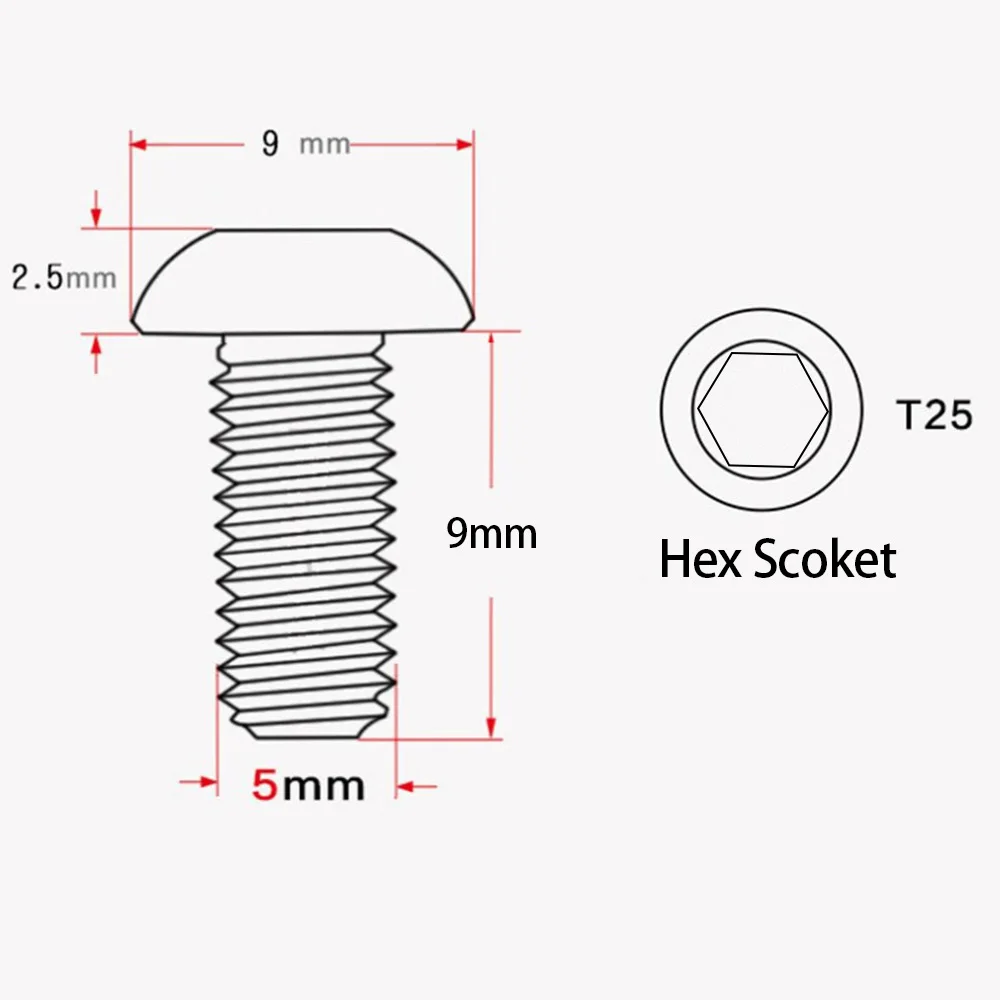 12pcs Hex Scoket Stainless Steel T25 Cycle Bicycle Brake Disc Bolts Screw Mountain Bike Brake Rotor Mtb Cycling M5X9 Screws