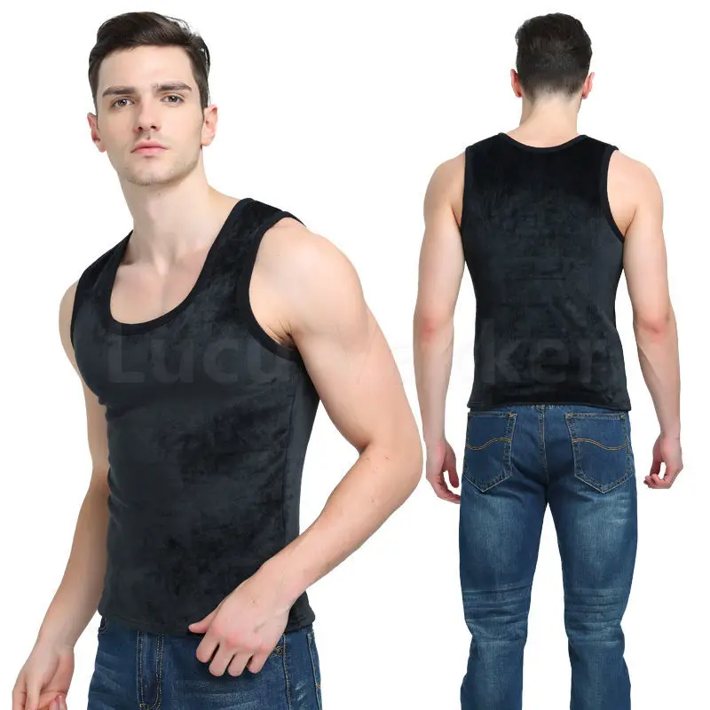 Men's thermal shirt Underwear Vest Winter Velvet Thickened Warm Bottoming Tops Waistcoat Plus Size 3XL O Neck Tank Tops tutku