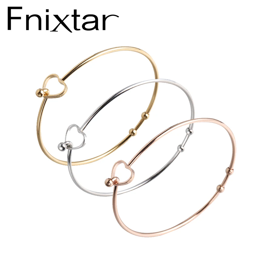 

Fnixtar 2mm Thickness Wire Bangle Stainless Steel Open Love Heart Bracelets Bangle 60mm 10piece/lot