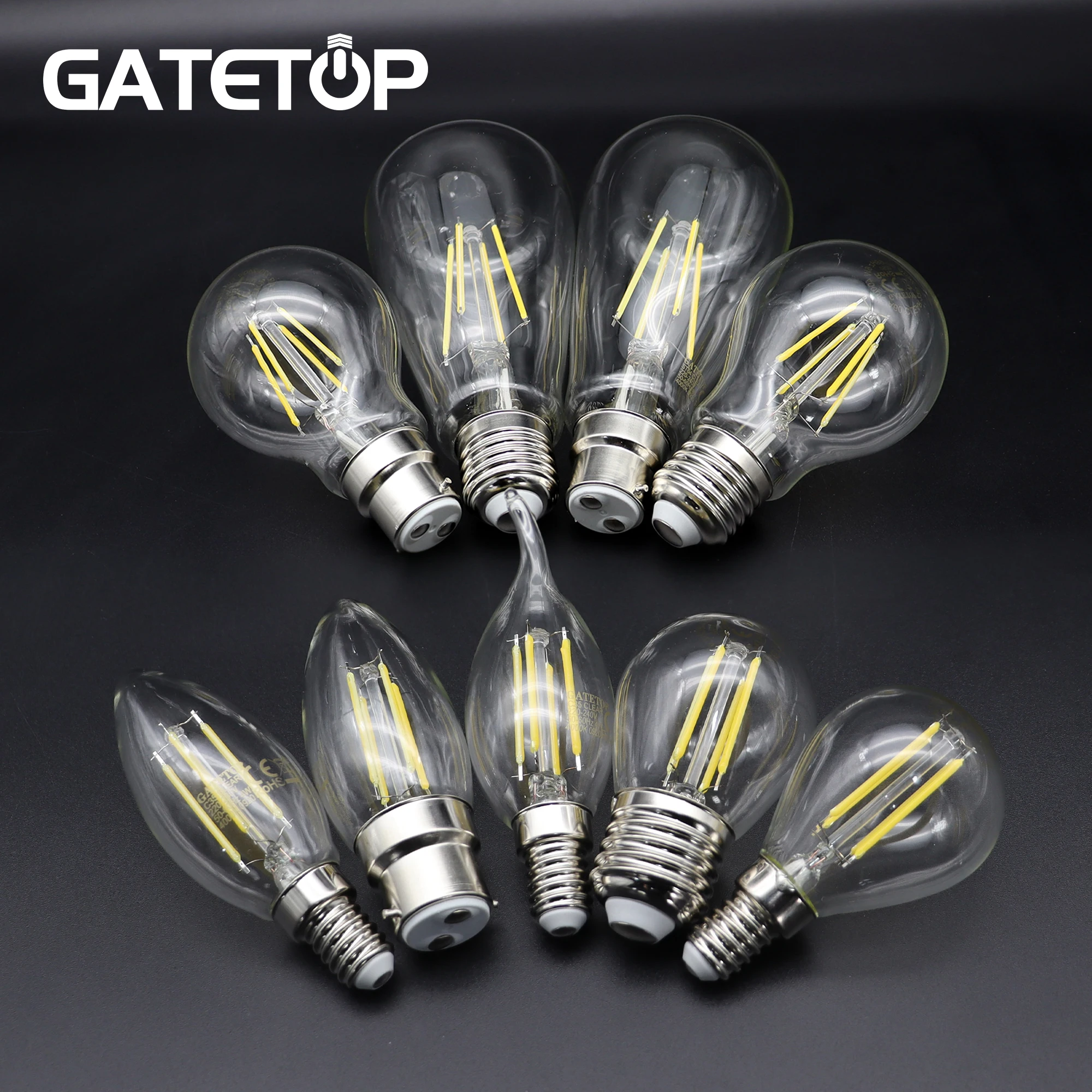 Lâmpada LED Retro Edison, E14, E27, E22, lâmpada de vidro transparente, quente, decoração de casa, vintage, iluminação flexível, AC 220V