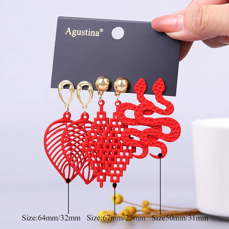 BOSI red set earrings fashion jewelry sets long earrings for women geometric drop earrings set 2020 acrylic boho earring cute cc