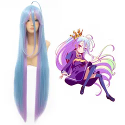 No Game No Life Shiro naturalne długie proste 2 tony niebiesko-fioletowa mieszanka peruka syntetyczna Cosplay włosów na impreza z okazji Halloween 100cm
