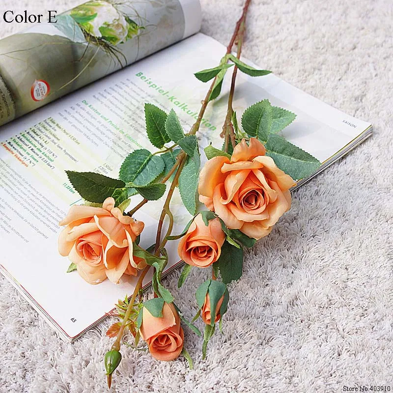 2024 Korean dreamy rose branch silk artificial flowers Valentine\'s day wedding flores