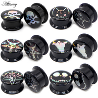 Alisouy 2pc Black Acrylic Screw Punk Ear Gauges Plugs Ear Expanders Double Flared Ear Stretcher Ear Tunnel Piercing Body Jewelry