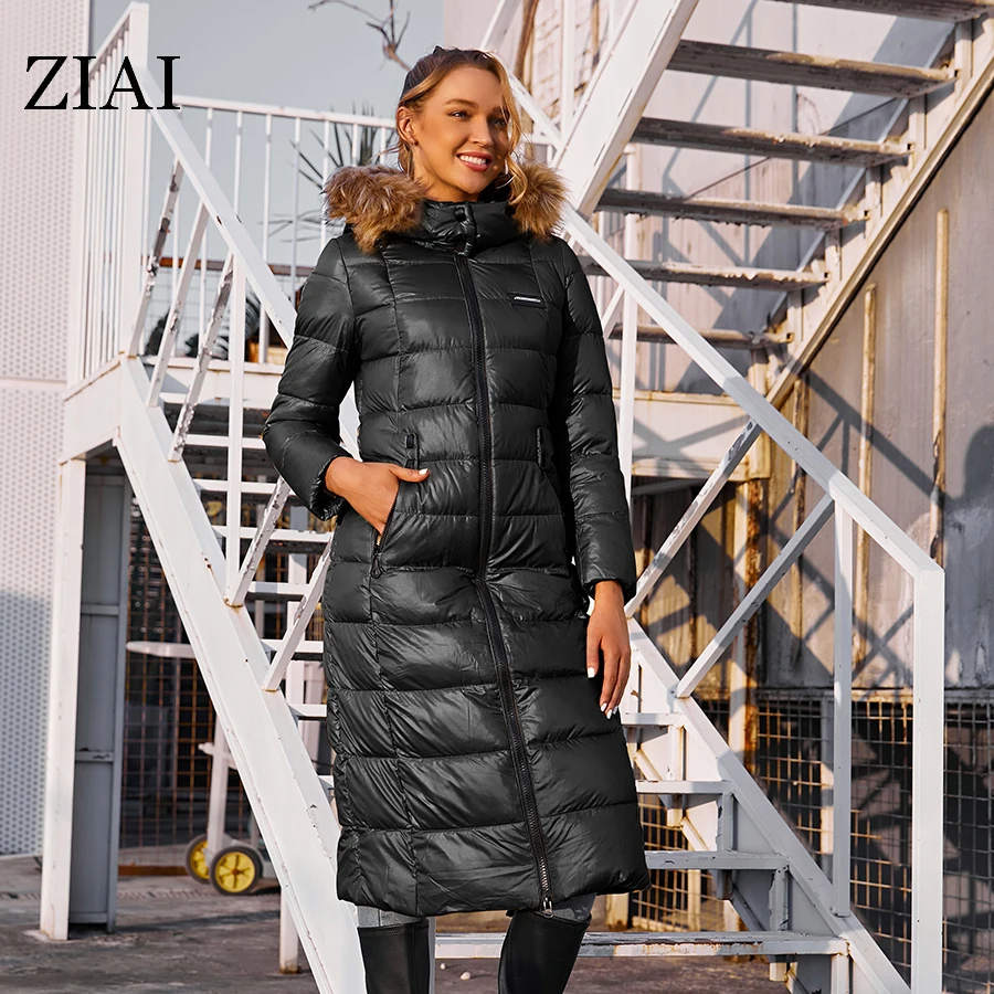 ZIAI 2022 New Winter Women's coat long warm fashion  clothing Raccoon natural fur collar Free belt  Detachable hat ZR-8716