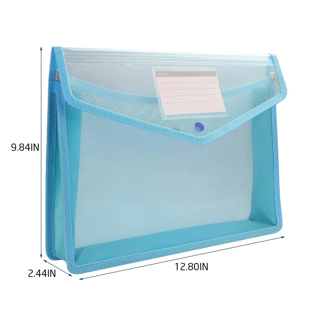 A4 Transparent Plastic File Bag with Closure  Expandable Envelope Wallet Office File Folder for School Office Organization