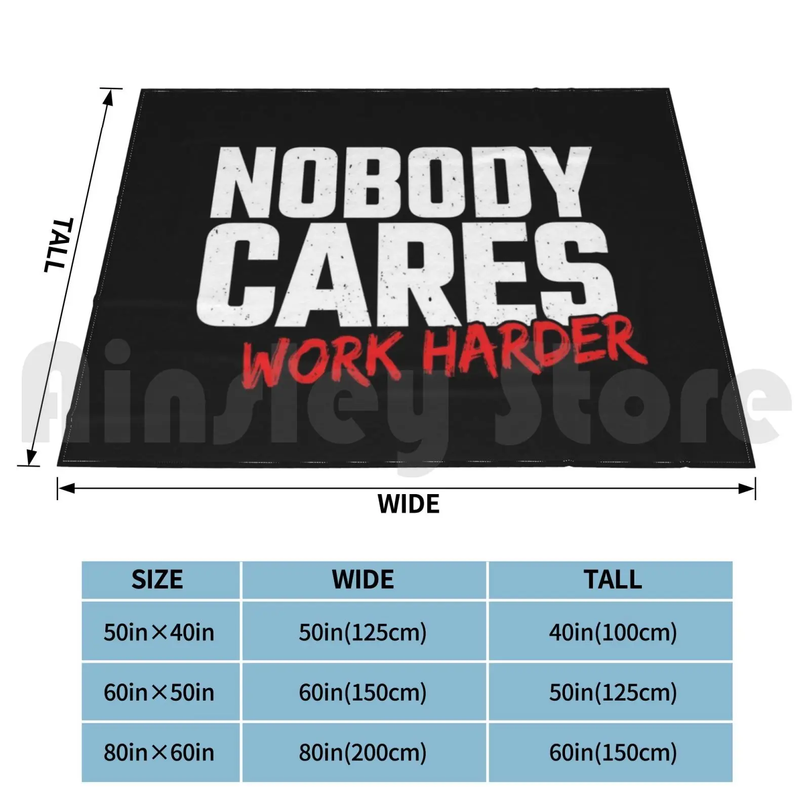 Fitness Gift-Workout Motivation-Nobody Cares Work Harder Blanket Super Soft Warm Light Thin Fitness Health Fitness