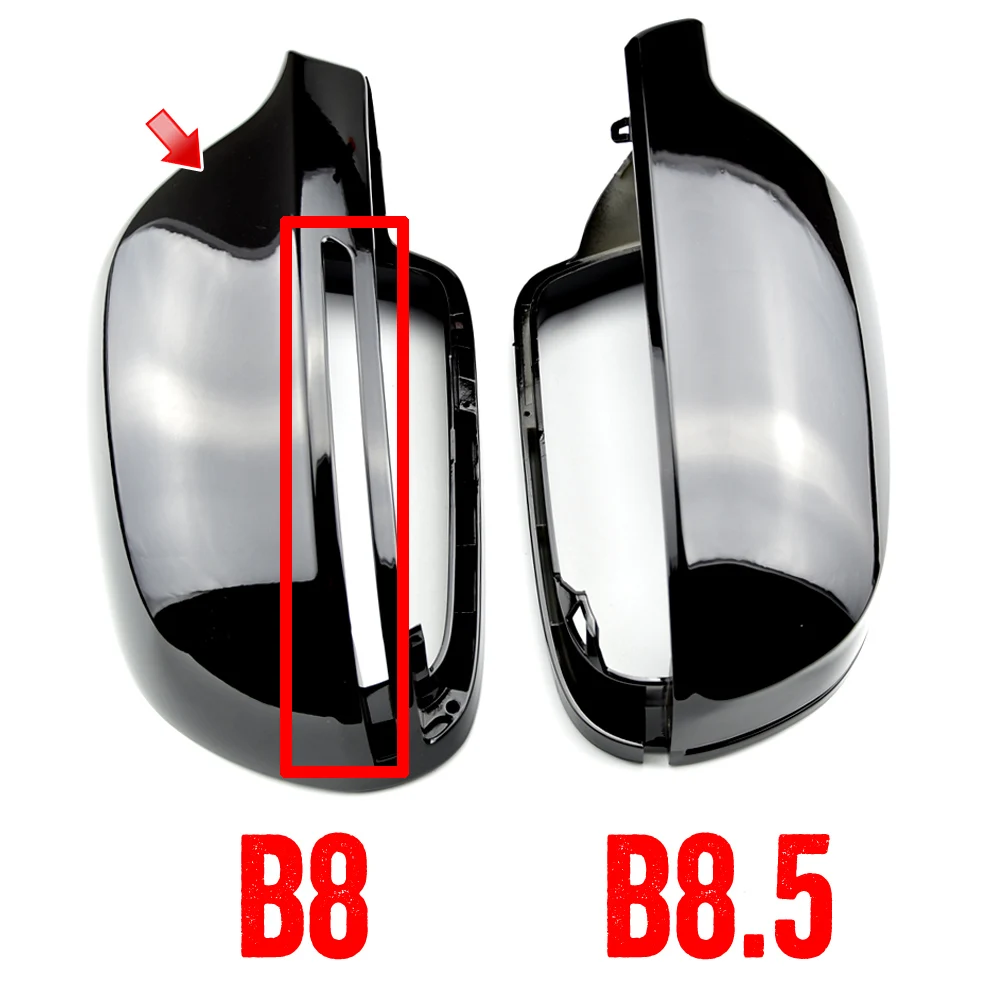 

Bright black full replacement with clips car door side mirrors caps rearview mirror cover for Audi A4 A5 B8 A3 8P A6 C6 Q3