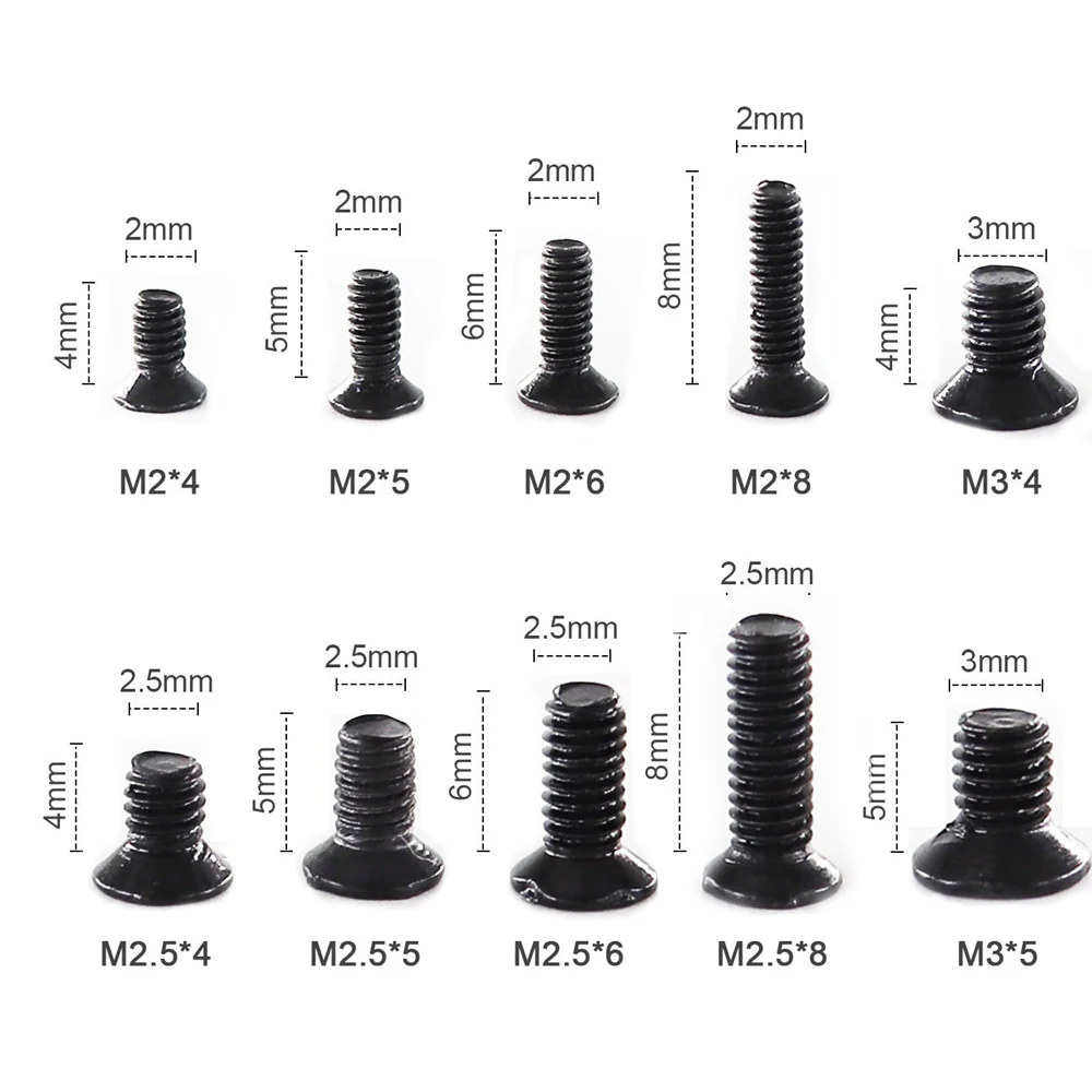 500Pcs/set M2 M2.5 M3 KM Screw Flat Head Phillips Screws Laptop Notebook Screws Set Kit For Computer Small Screw