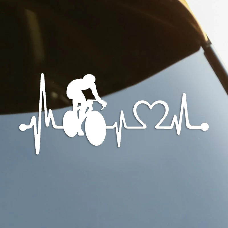 

Bicycle Cycling Heartbeat Lifeline Die-Cut Vinyl Decal Car Sticker Waterproof Auto Decors on Car Body Bumper Rear Window #S60325