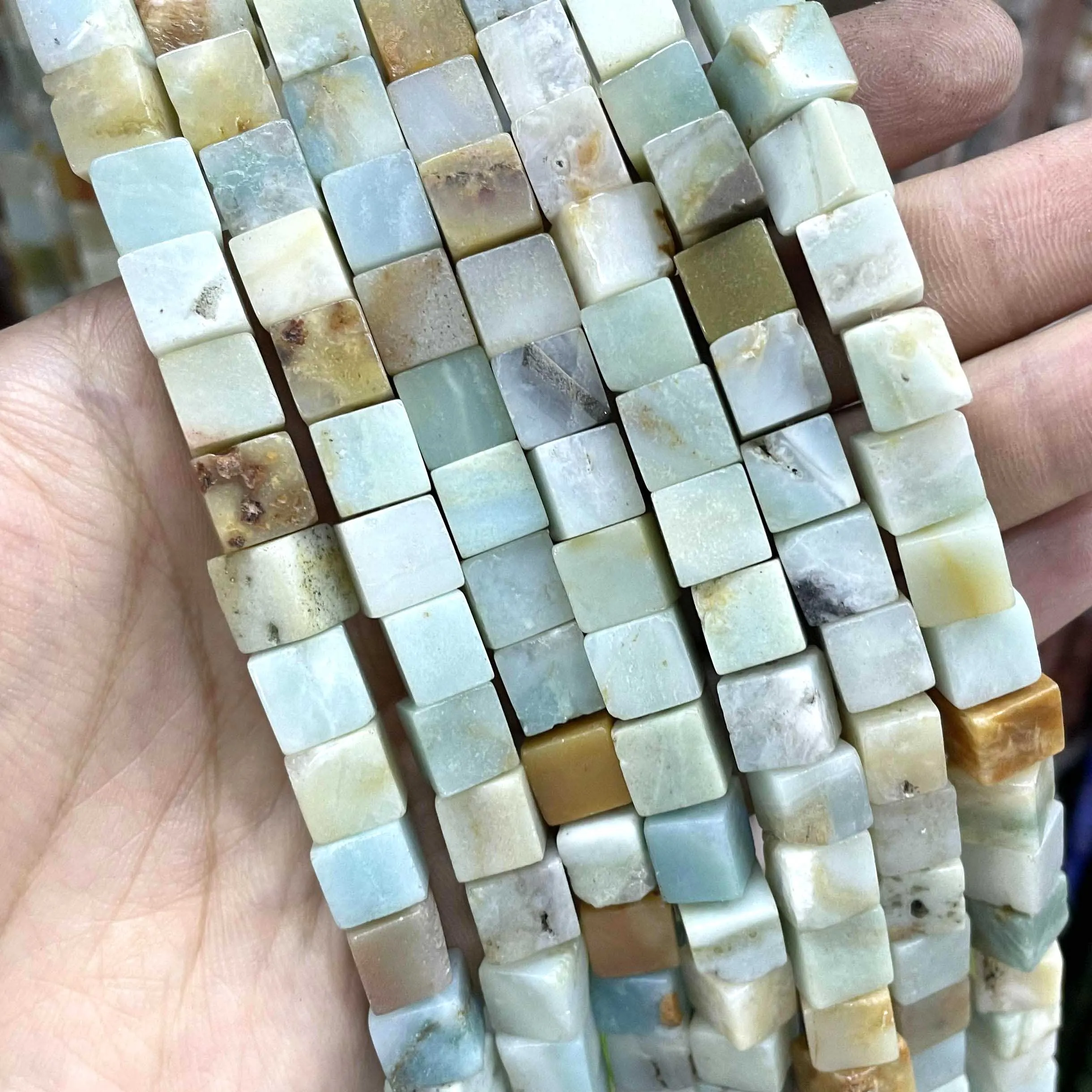 8*8mm Natural Square Agates Tiger Eye Turquoises Amazonite Crystal Jades Stone Beads For Jewelry Making DIY Bracelet Necklace