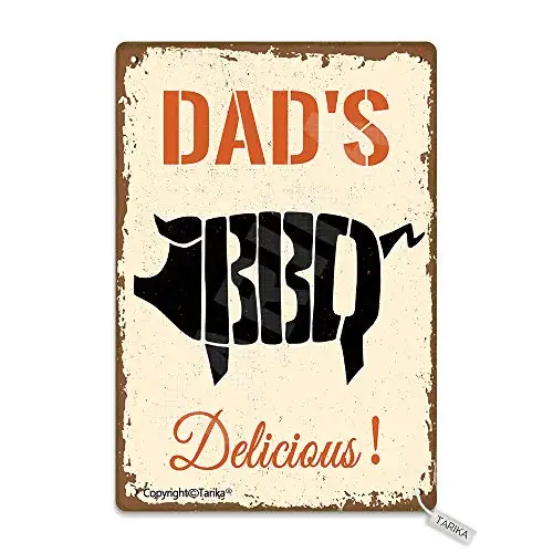 

Dad's BBQ Delicious Vintage Look Metal 8X12 Inch Decoration Plaque Sign for Home Kitchen Bathroom Farm Garden Garage Inspiration