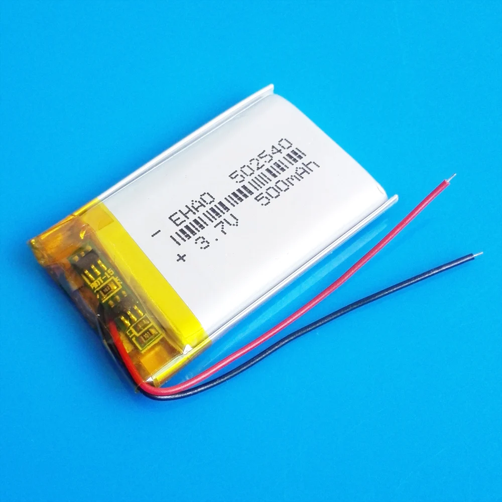 3.7V 500mAh 502540 Lipo Polymer Lithium Rechargeable Battery Cells For MP3 DVD Bluetooth Recorder Headset E-book Camera