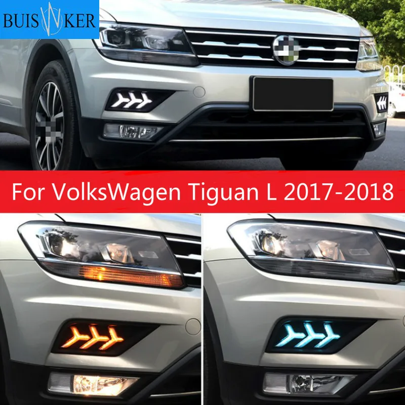 

2Pcs LED DRL Daytime Running Lights Fog light Driving Bumper Fit For VolksWagen Tiguan L 2017-2018