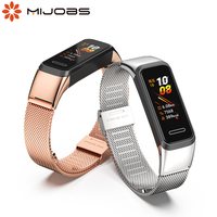 Strap for Huawei Band 6/6 Pro Metal Beracelet for Honor Band 6/5i Wristbands for Huawei Band 4 Strap Leather Pulseira Correa