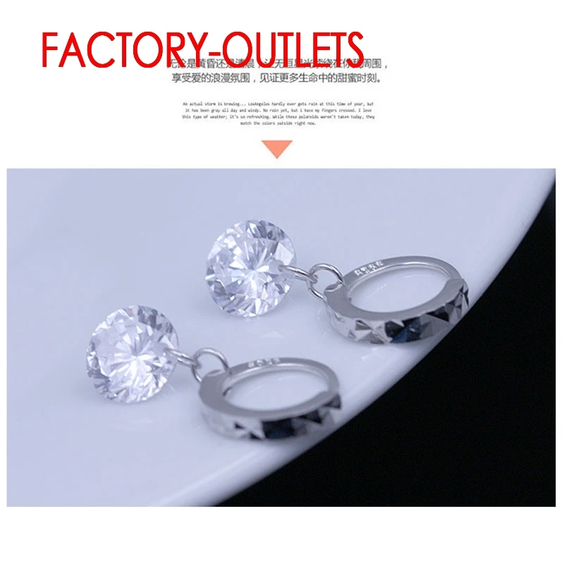 925 Sterling Silver Needle Earring For Women Cubic Zirconia CZ Stone Wedding Engagement Jewelry Hoop Earring Party Gift Big Sale