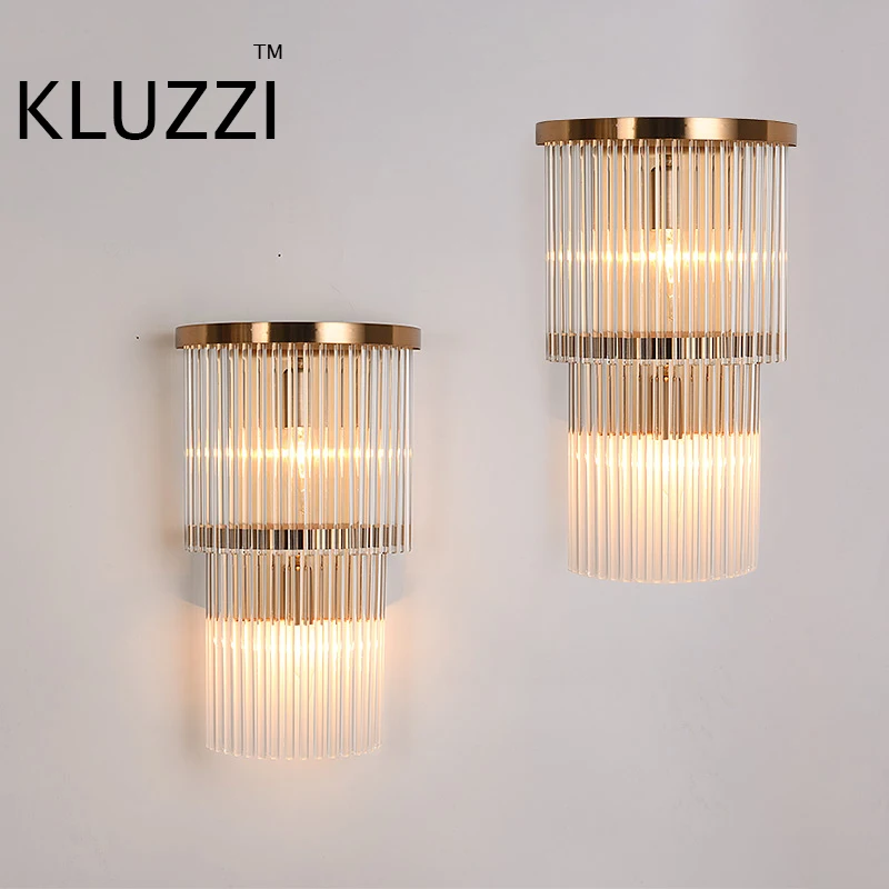 kluzzi luz moderna de ouro luxo metal cabeceira parede luz personalidade lampadas do corredor hotel quarto parede vidro criativo lampada parede 01