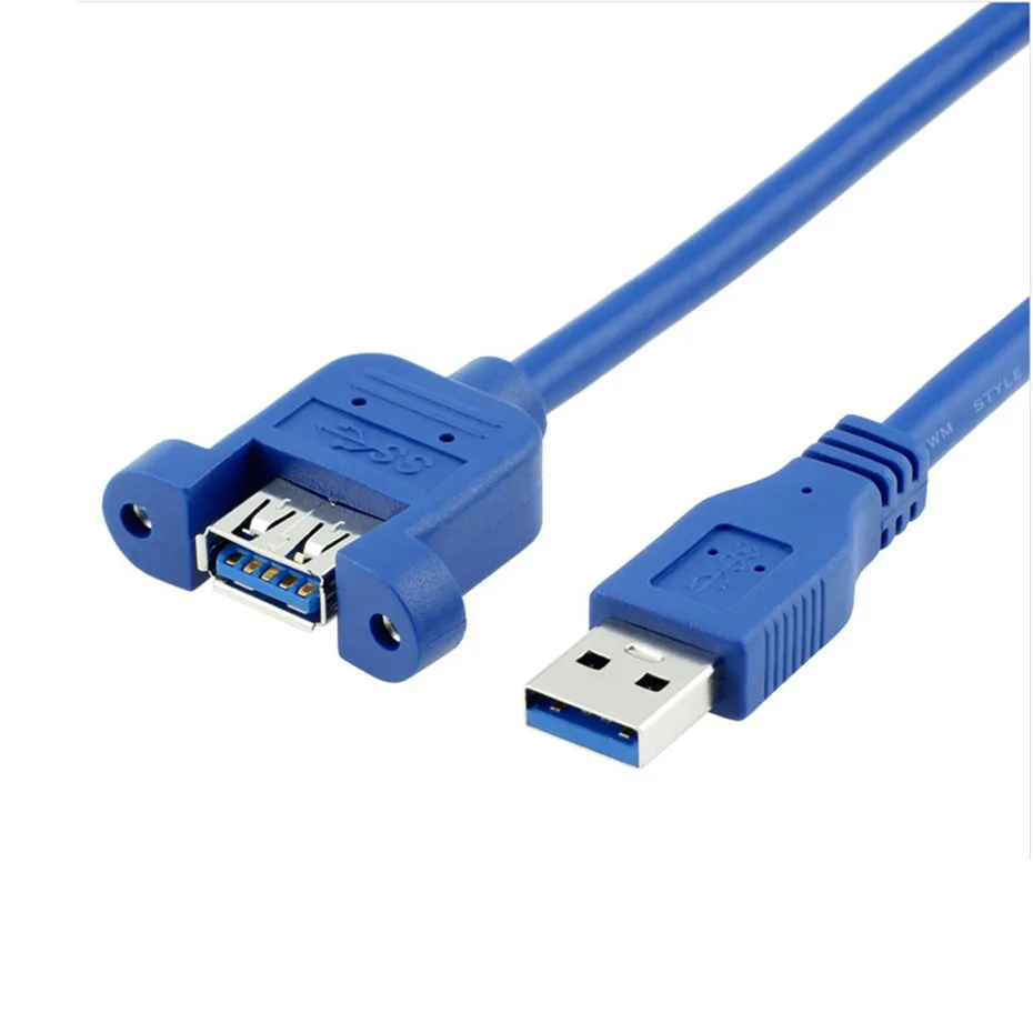 USB Cable 3.0 Extension Male to Female extender cable cord Dual Shielded  Screw Panel Mount 0.3M 0.6M 1M 1.5M 3M
