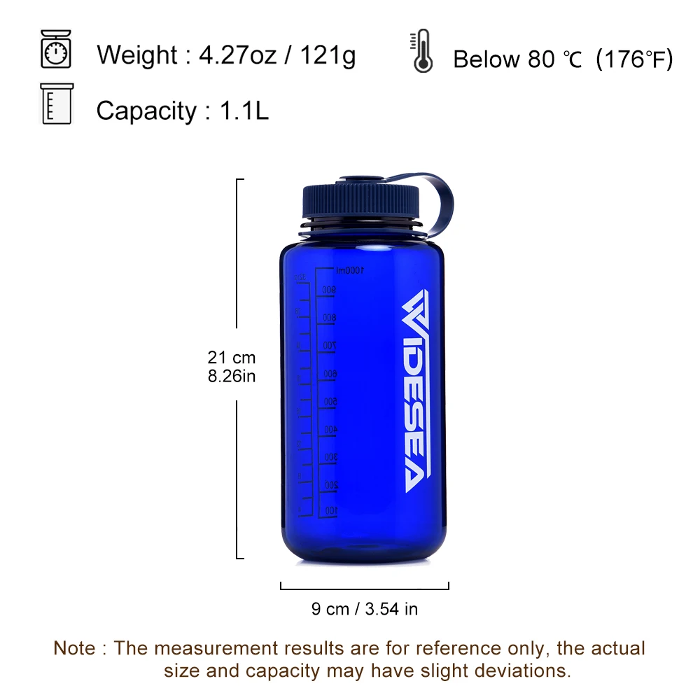 Widesea Camping 1100ml Tritan Water Bottle for Drinking Sport BPA Free Army Flask Outdoor Cup Mug Tableware Tourism Hiking