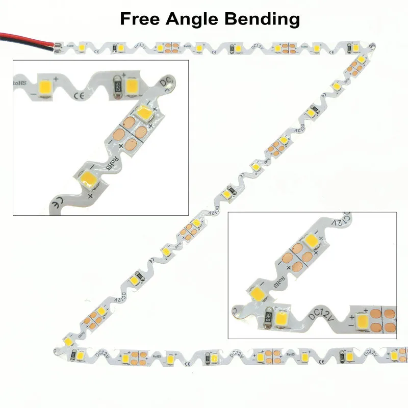 Tira flexível flexível flexível LED para canal 3D, S Shape, fita macia, vermelho, verde, azul, amarelo, luz de fundo, 5m, 12V, 60LEDs, 2835