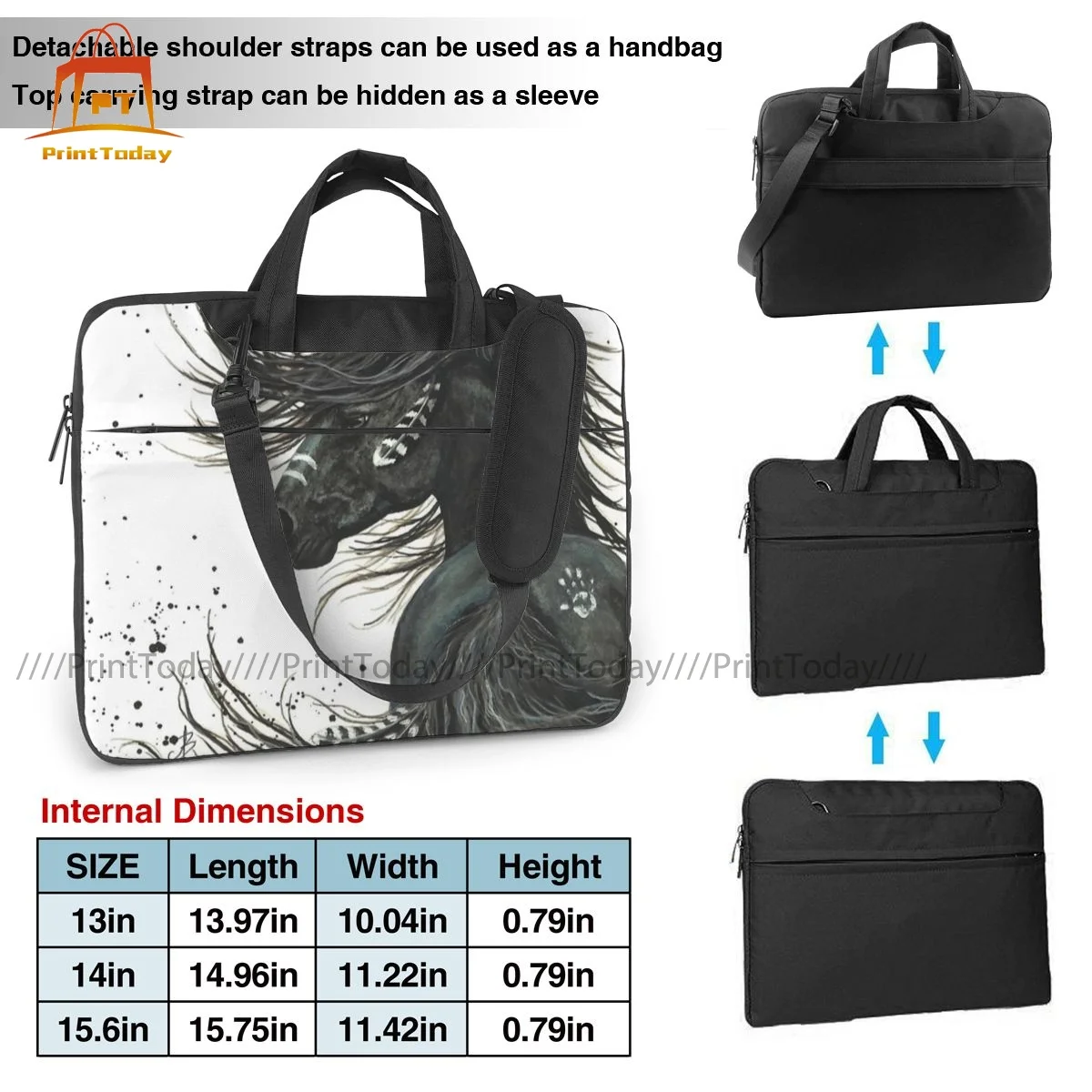 Imagem -04 - Cavalo Bolsa para Portátil Case Travelmate Mensageiro Computador Bolsa à Prova de Choque Bonito Bolsa para Portátil