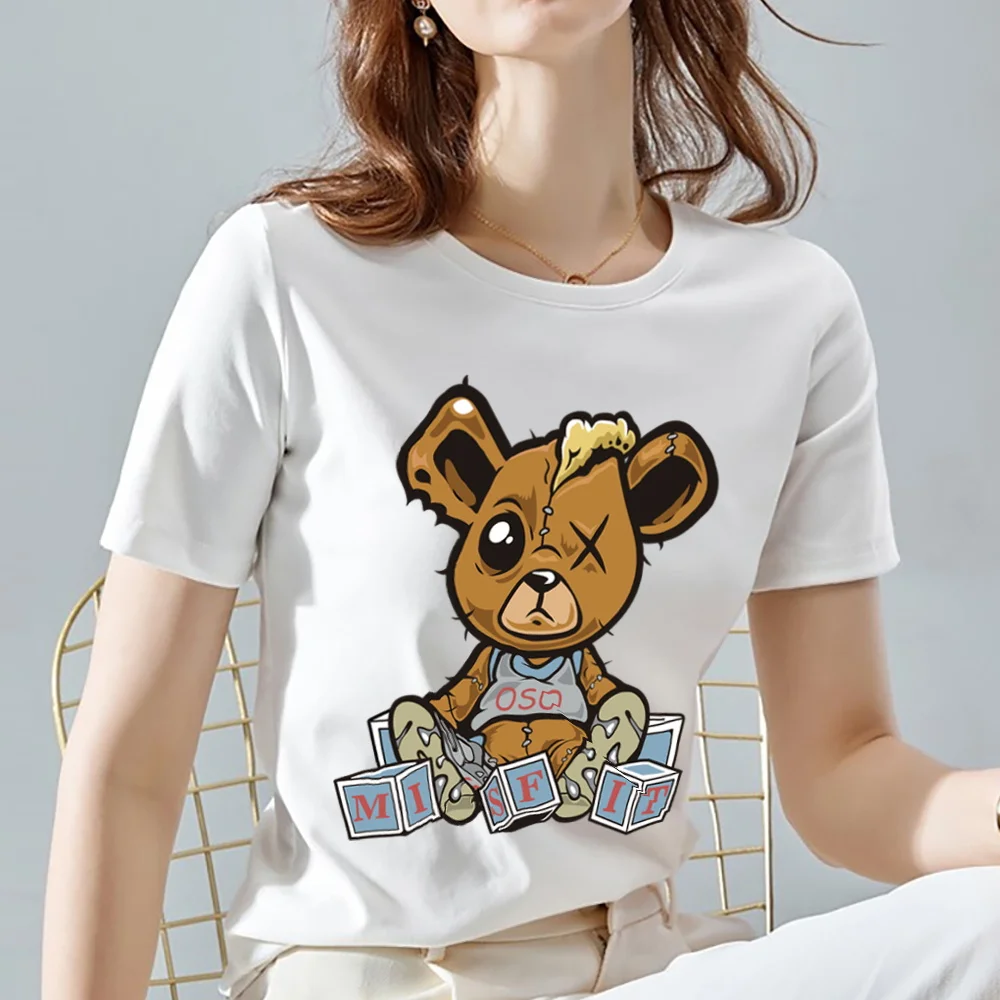 New Summer Women's Cute O-neck Top T-shirt 3D Teddy Bear Pattern Printing Series T-shirt Ladies Kawaii Short-sleeved Clothes