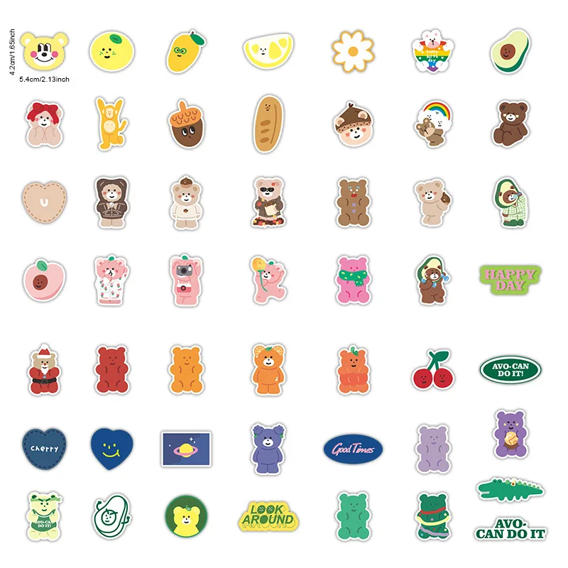 10/30/50/100pcs Cartoon Stationery Bear Sticker Waterproof Skateboard Motorcycle Guitar Luggage Laptop Bicycle Sticker Kids Toys