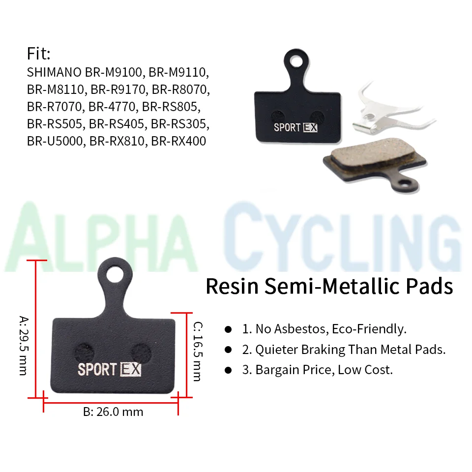 Bicycle Brake Pads for SHIMANO XTR M9100, Dura Ace R9170, Ultegra R8070, R5000, RS805, RS505, RS405 Caliper, 4 Pairs