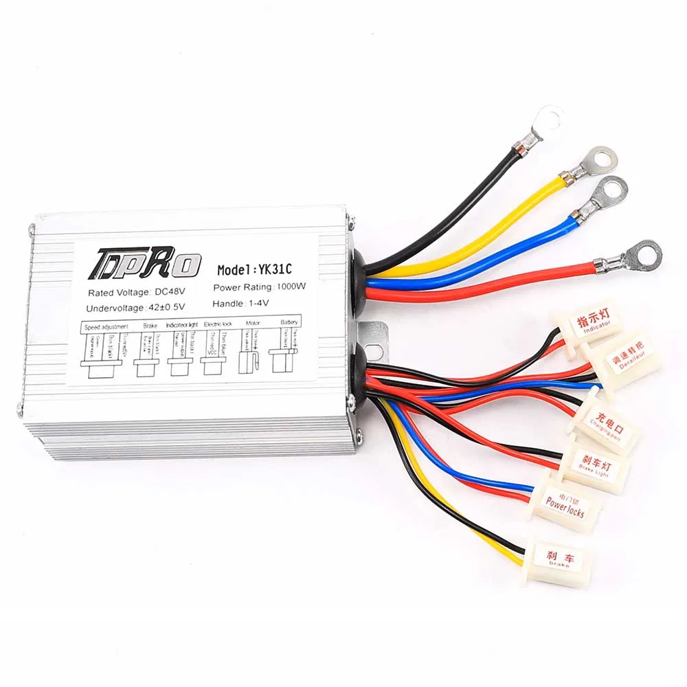 TDPRO 48V 1000W Electric Scooter Motor Brush Speed Controller Box For Go Kart ATV  For Electric Bike Bicycle Wheel Scooter