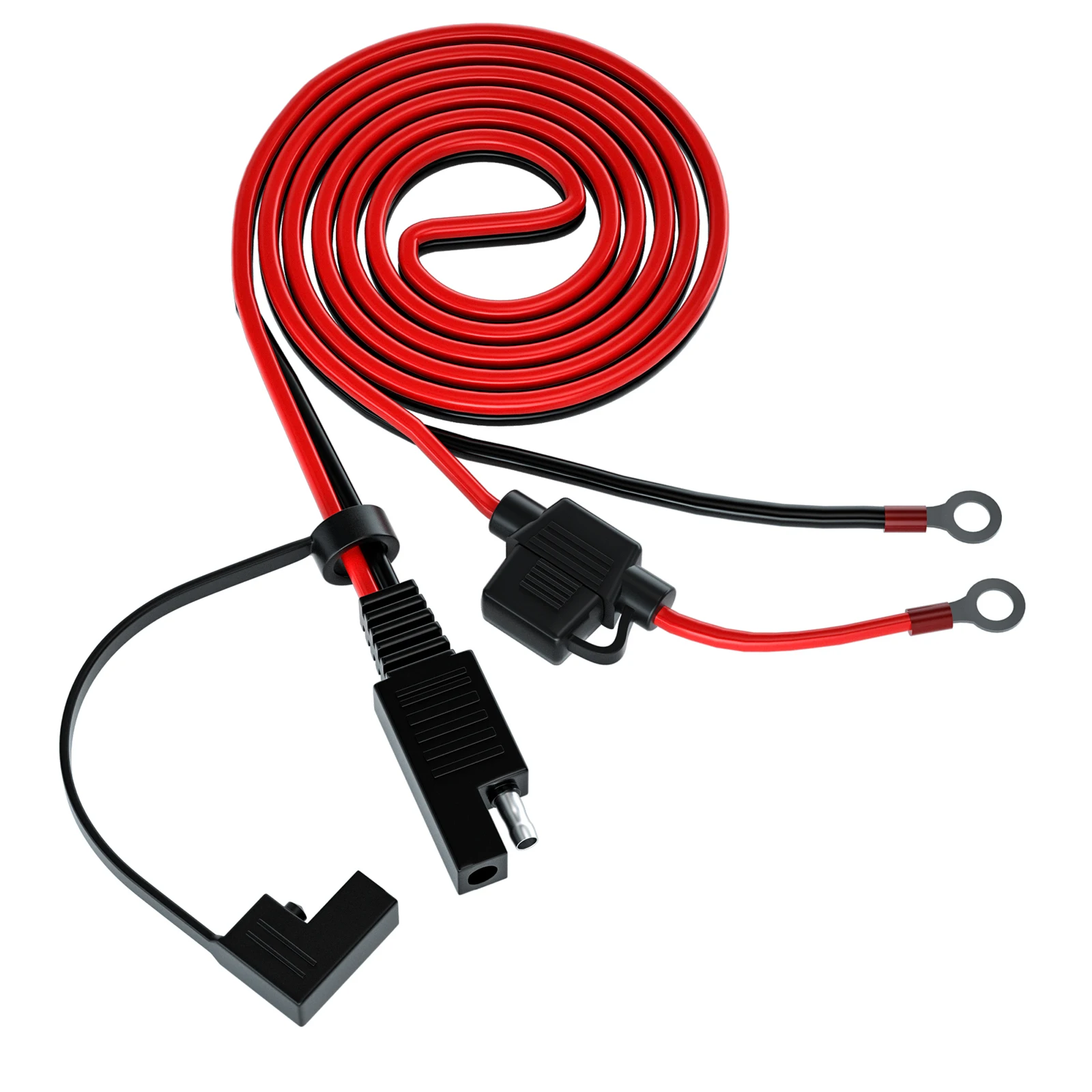 12V Ring Terminal SAE to O Ring Connecter Extension Cord Cable 4FT Battery Charger Car Motorcycle Quick Connection Wire