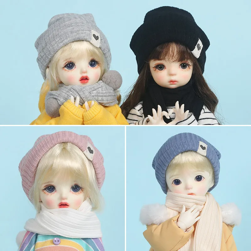 1/4 1/6 BJD doll hat candy color fashion knitted hat scarf for 30cm /45cm SD DD BJD, yosd, holala doll hat accessories