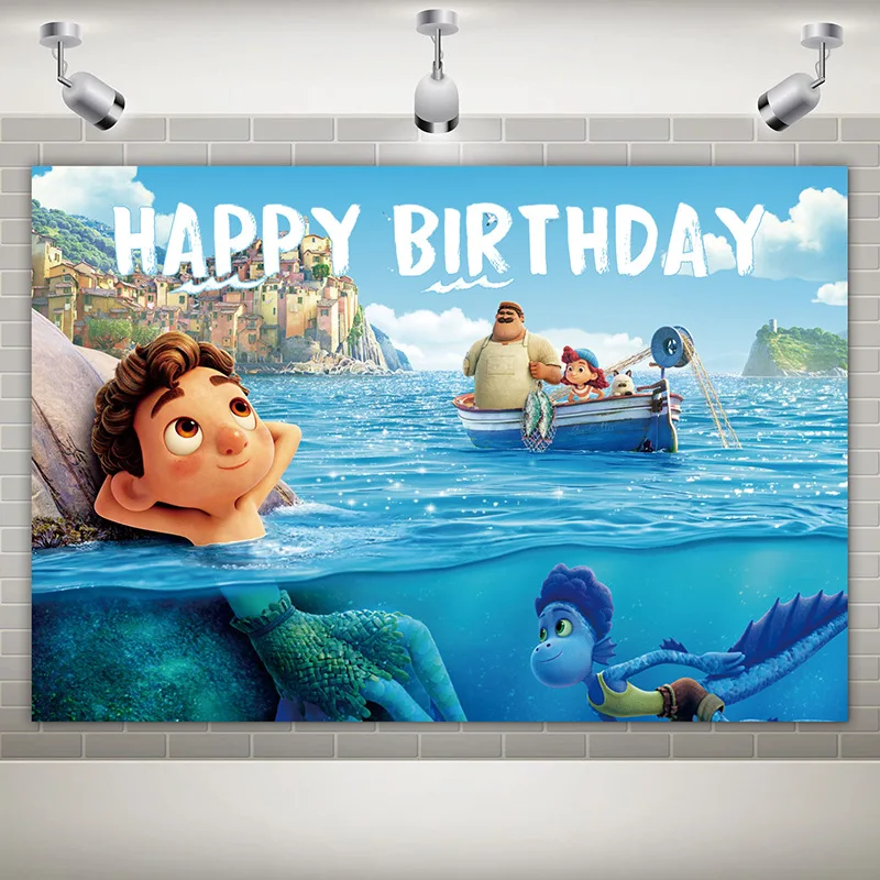 Disney Summer Friendship Day Birthday Background Luca Cloth Tapestry Birthday Kid Baby Party Decoration Photography Background