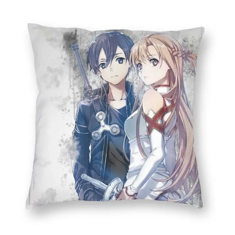 

Sword Art Online Cushion Cover Double Side 3D Print Kirito And Asuna Throw Pillow Case for Sofa Fashion Pillowcase Home Decor