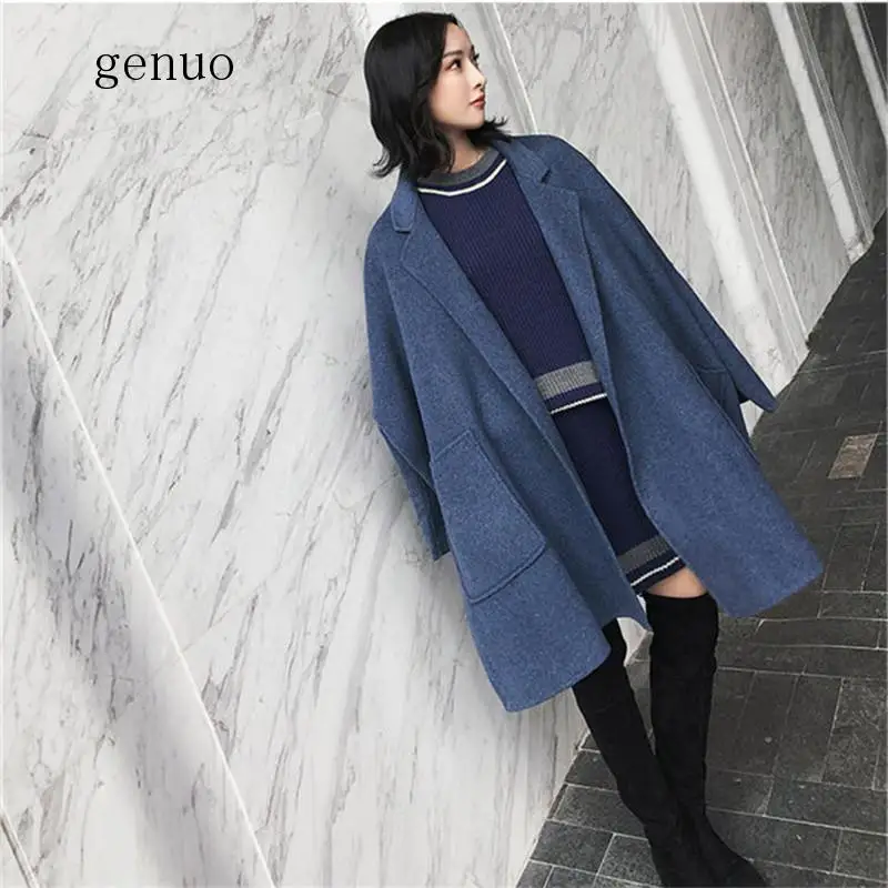 2020 New Autumn And Winter Wool Jacket Women Loose Korean Cashmere Coat Mid-long Woolen Coat Female