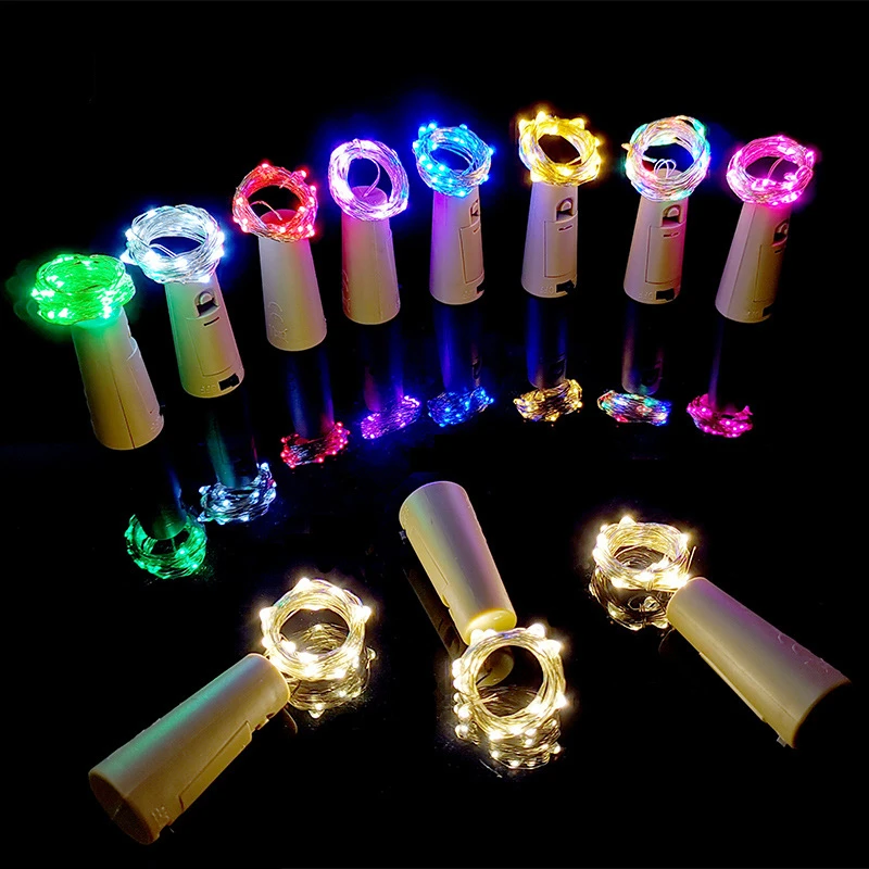 Cadena de luces LED para botella de vino, luces de hadas de alambre de cobre, bricolaje, corcho, Decoración de cumpleaños, boda y Navidad, incluye