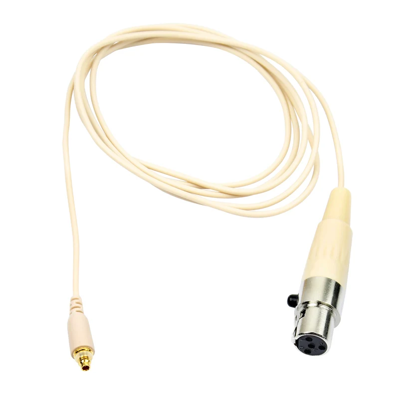 Beige 3.5mm Screw Mini XLR 3pin 4pin Microdot Detachable Microphone Cable for Sennheiser / AGK / Shure Microphones Adapter 1.1M