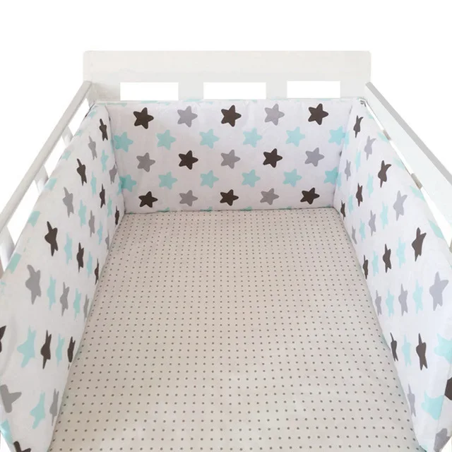 Nordic Sterren Babybed Dikker Bumpers Rits Ontwerp Een stuk Wieg Rond Kussen Cot Protector Kussens 200*30 CM
